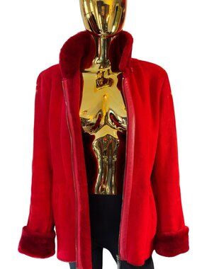 Marco Gianotti Red Suede Shearling Jacket